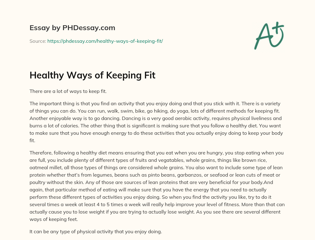 essay about keeping fit