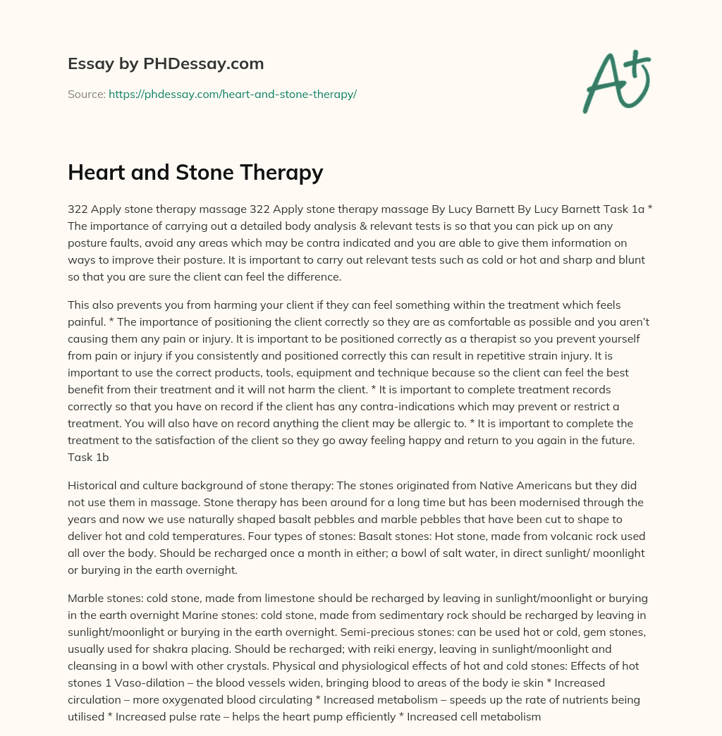 Heart and Stone Therapy essay