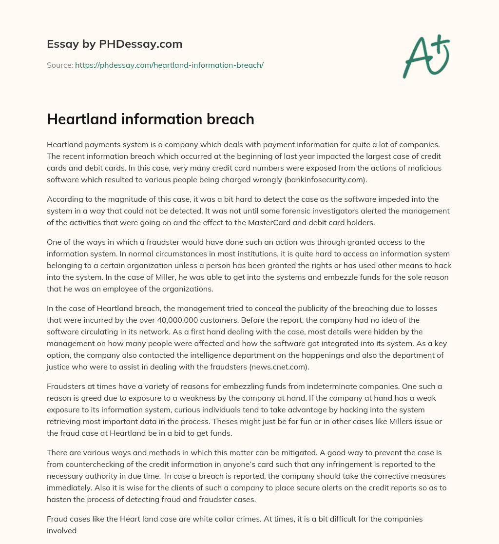 Heartland information breach essay
