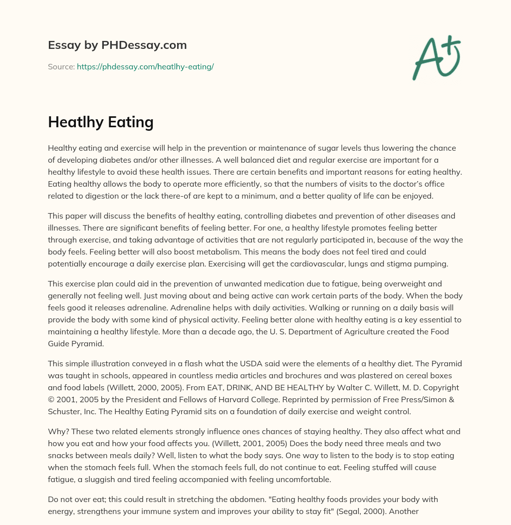 Heatlhy Eating essay