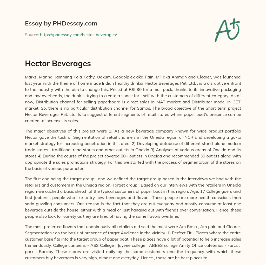 Hector Beverages essay