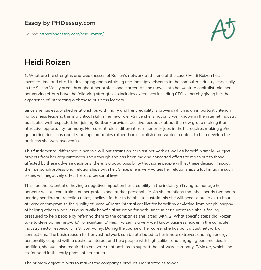 Heidi Roizen essay