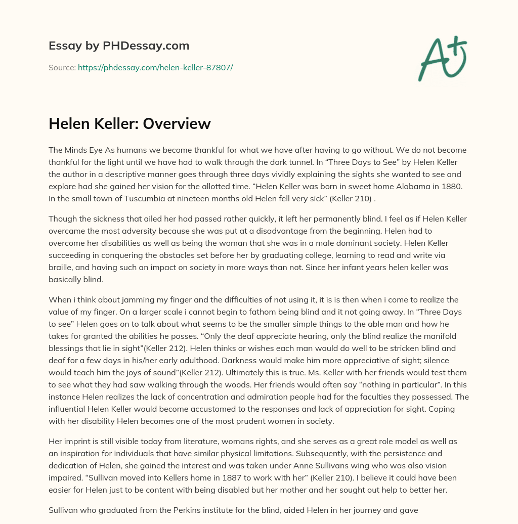 Helen Keller: Overview essay