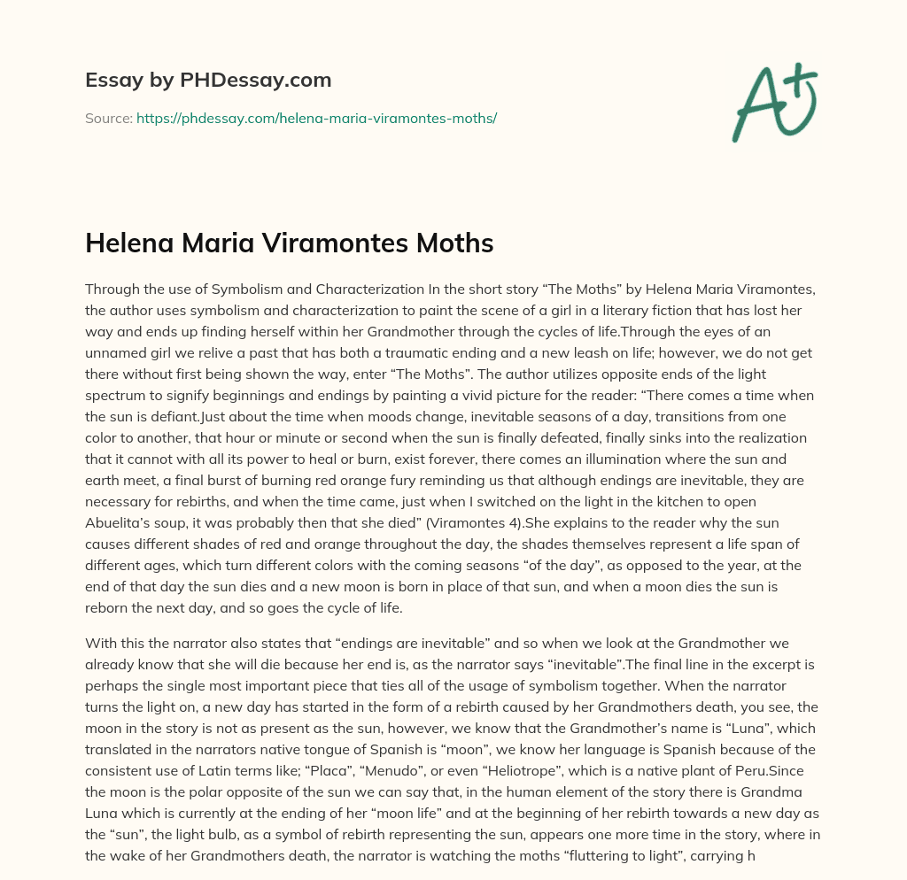Helena Maria Viramontes Moths essay