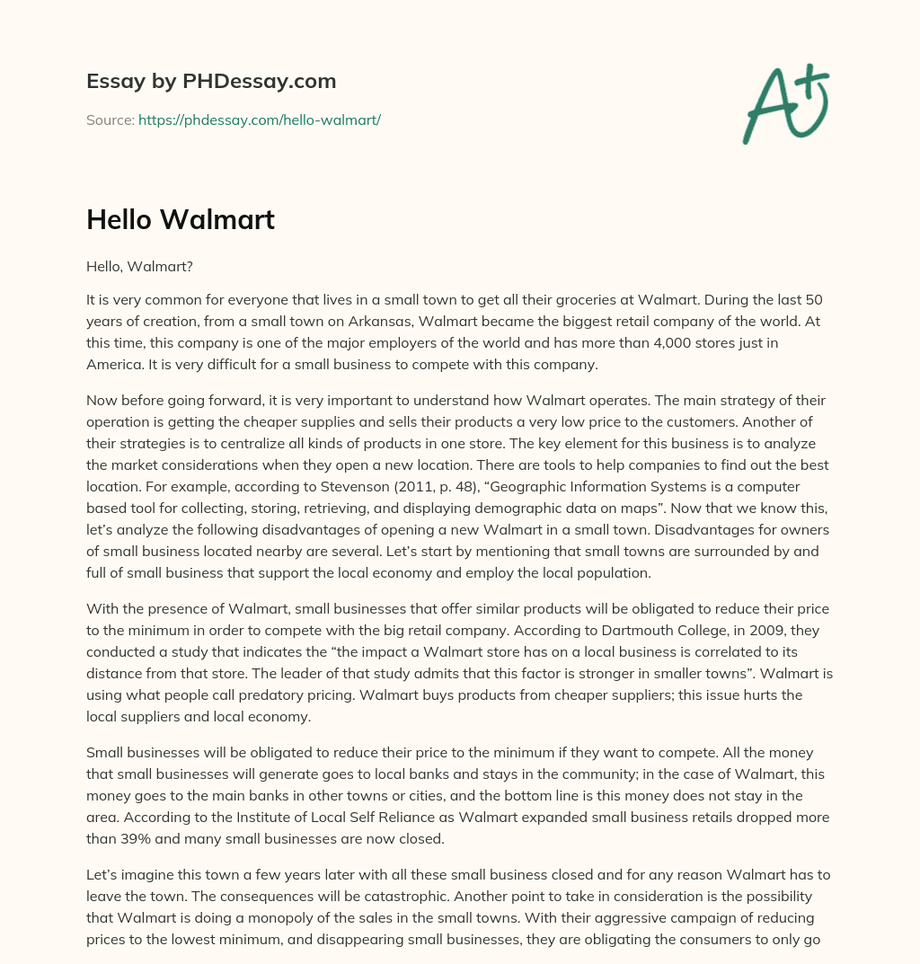 Hello Walmart essay