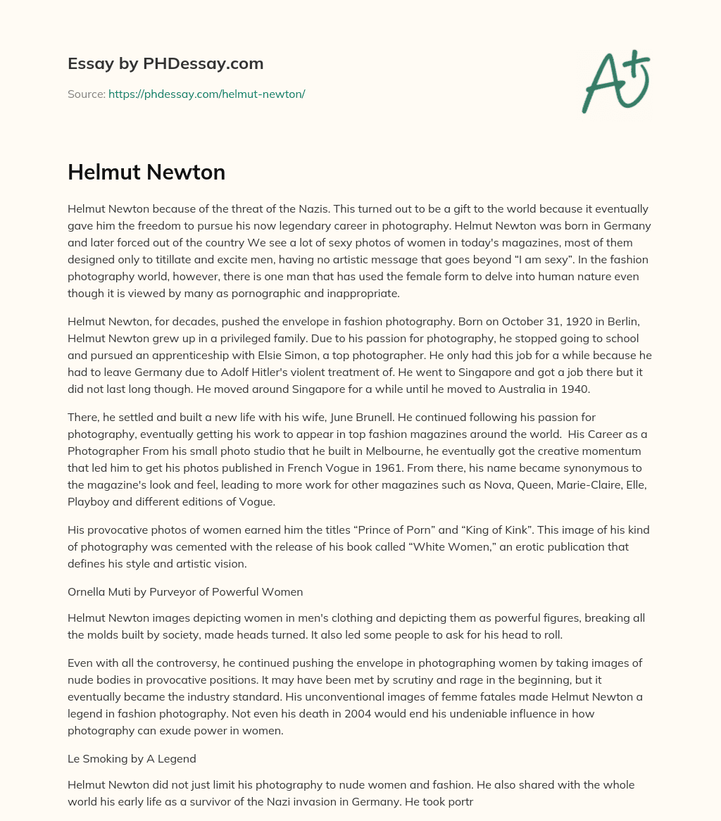 Helmut Newton essay