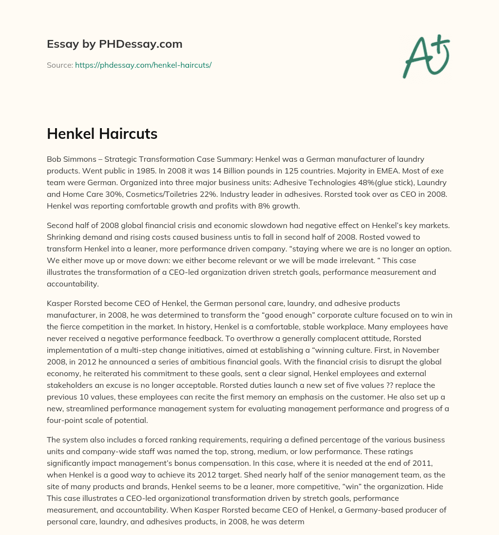 Henkel Haircuts essay