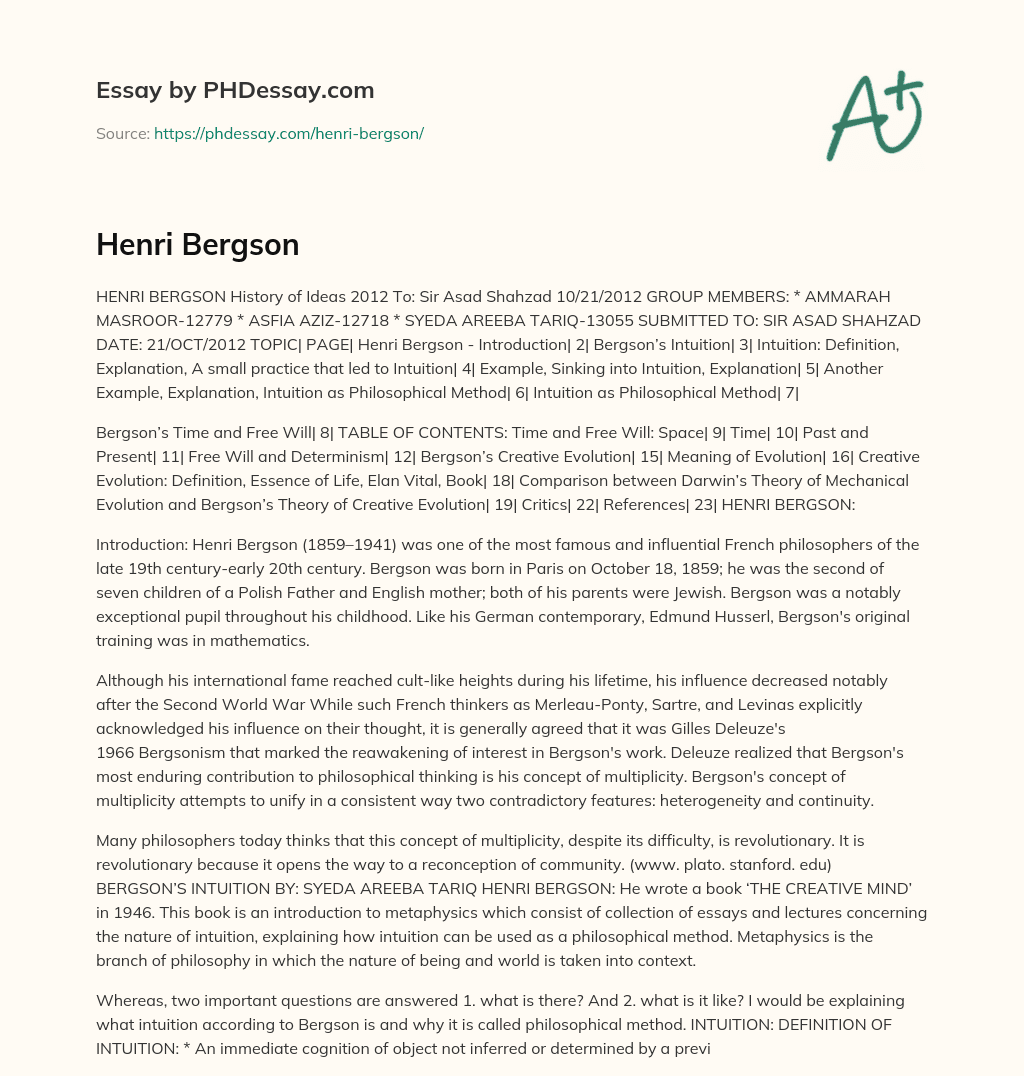 Henri Bergson essay