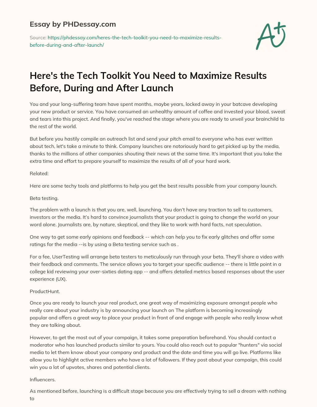 Here’s the Tech Toolkit You Need to Maximize Results Before, During and After Launch essay