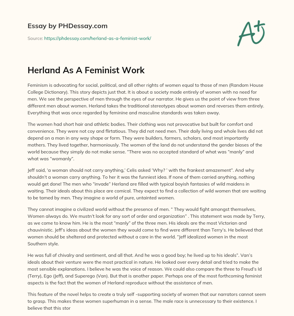 Herland As A Feminist Work essay