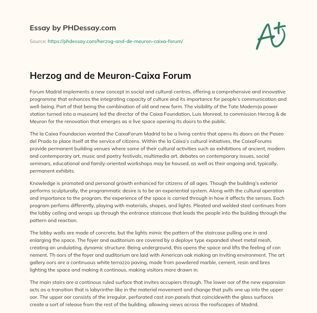 Herzog and de Meuron-Caixa Forum essay