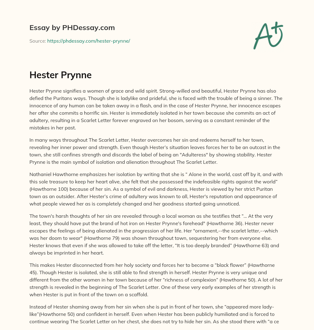 Hester Prynne essay