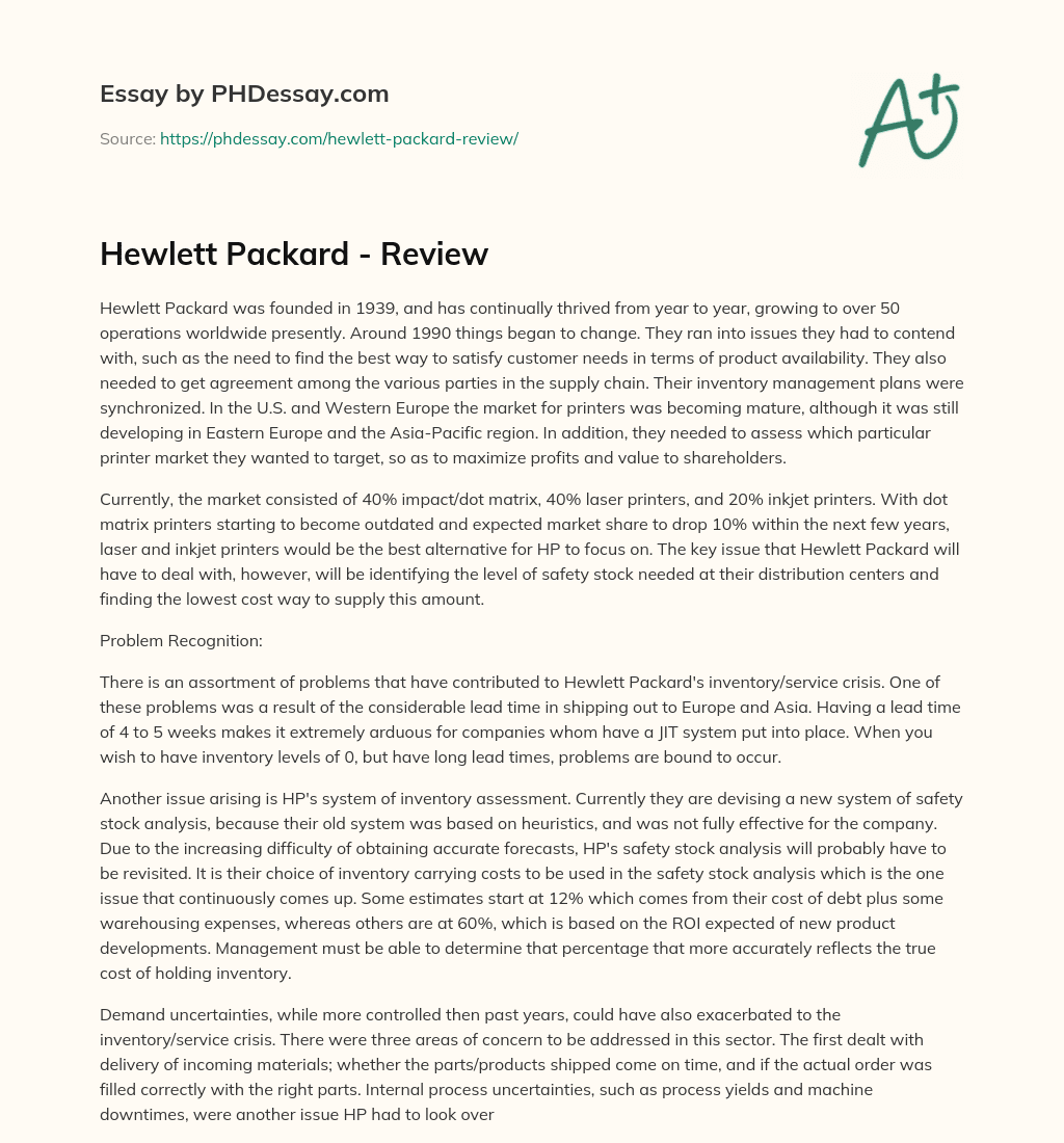 Hewlett Packard – Review essay