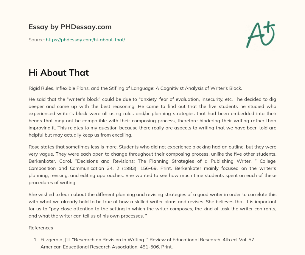 Hi About That essay