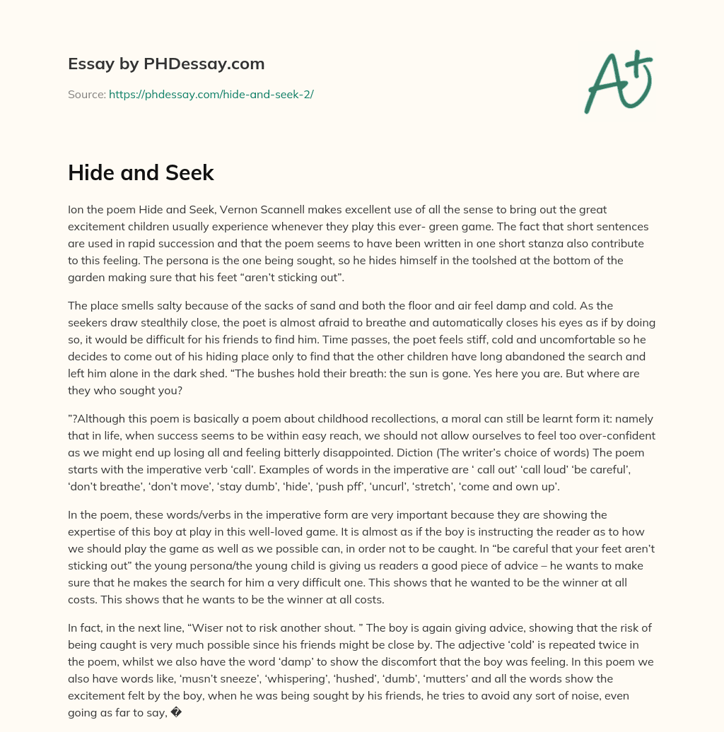 The Excitement of Childhood Games and the Importance of Humility in Success essay