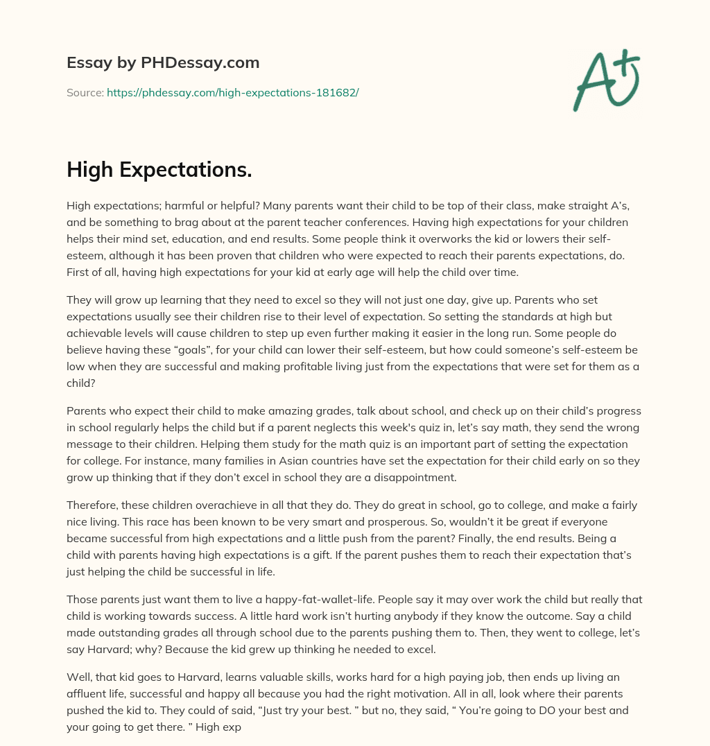 High Expectations. essay