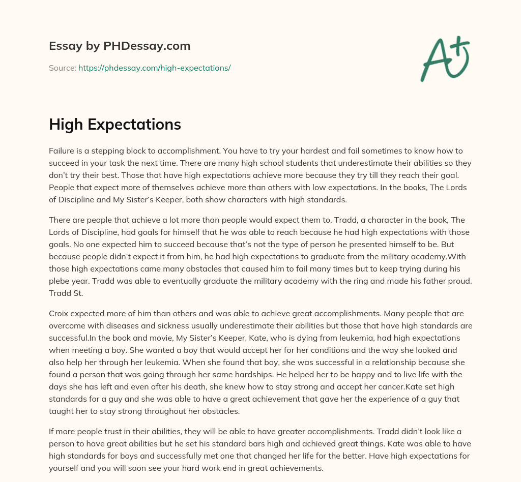 high expectations essay