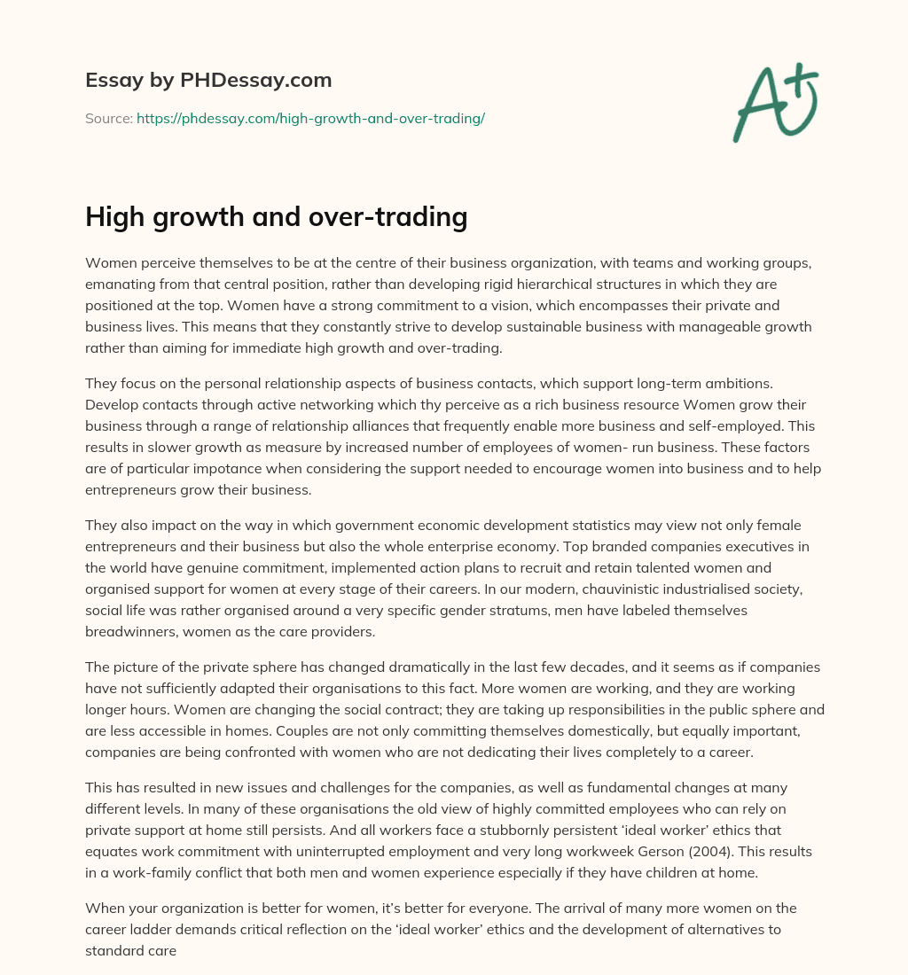 High growth and over-trading essay