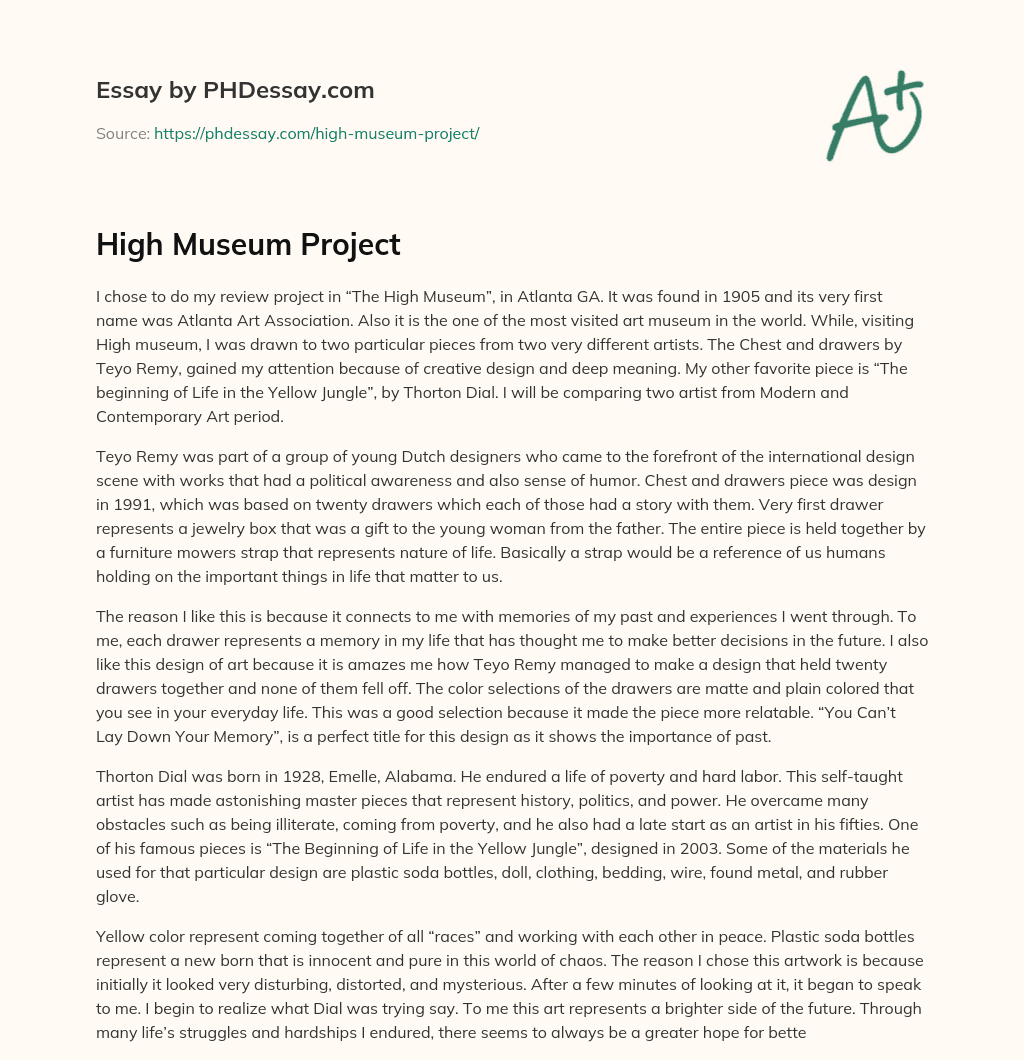 High Museum Project essay
