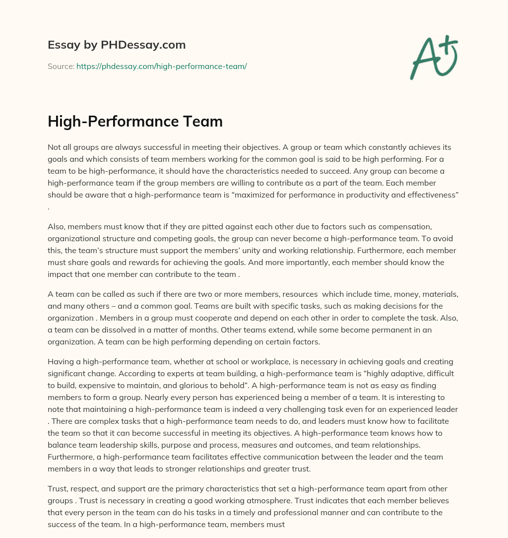 High-Performance Team essay