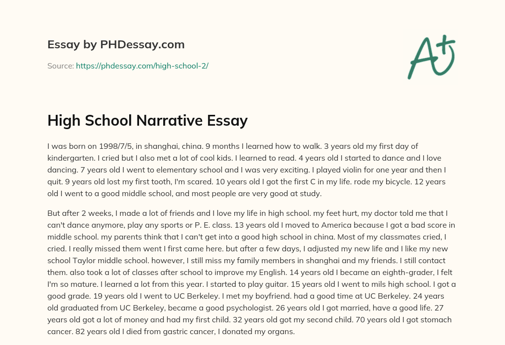 High School Narrative Essay essay