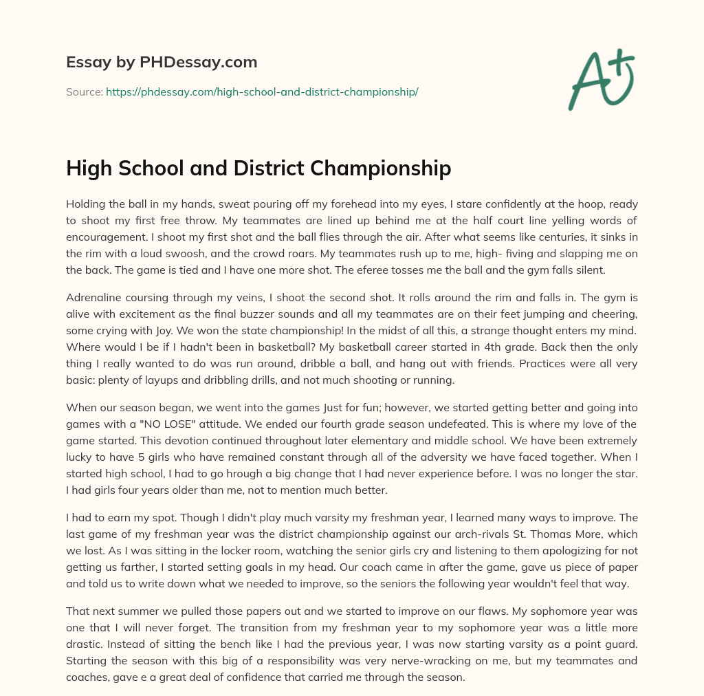 High School and District Championship essay
