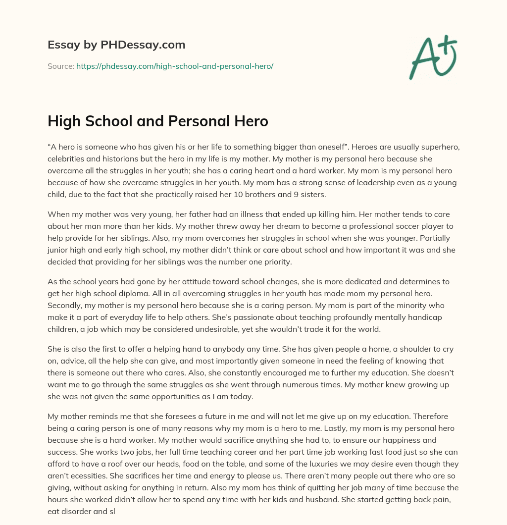 High School and Personal Hero essay
