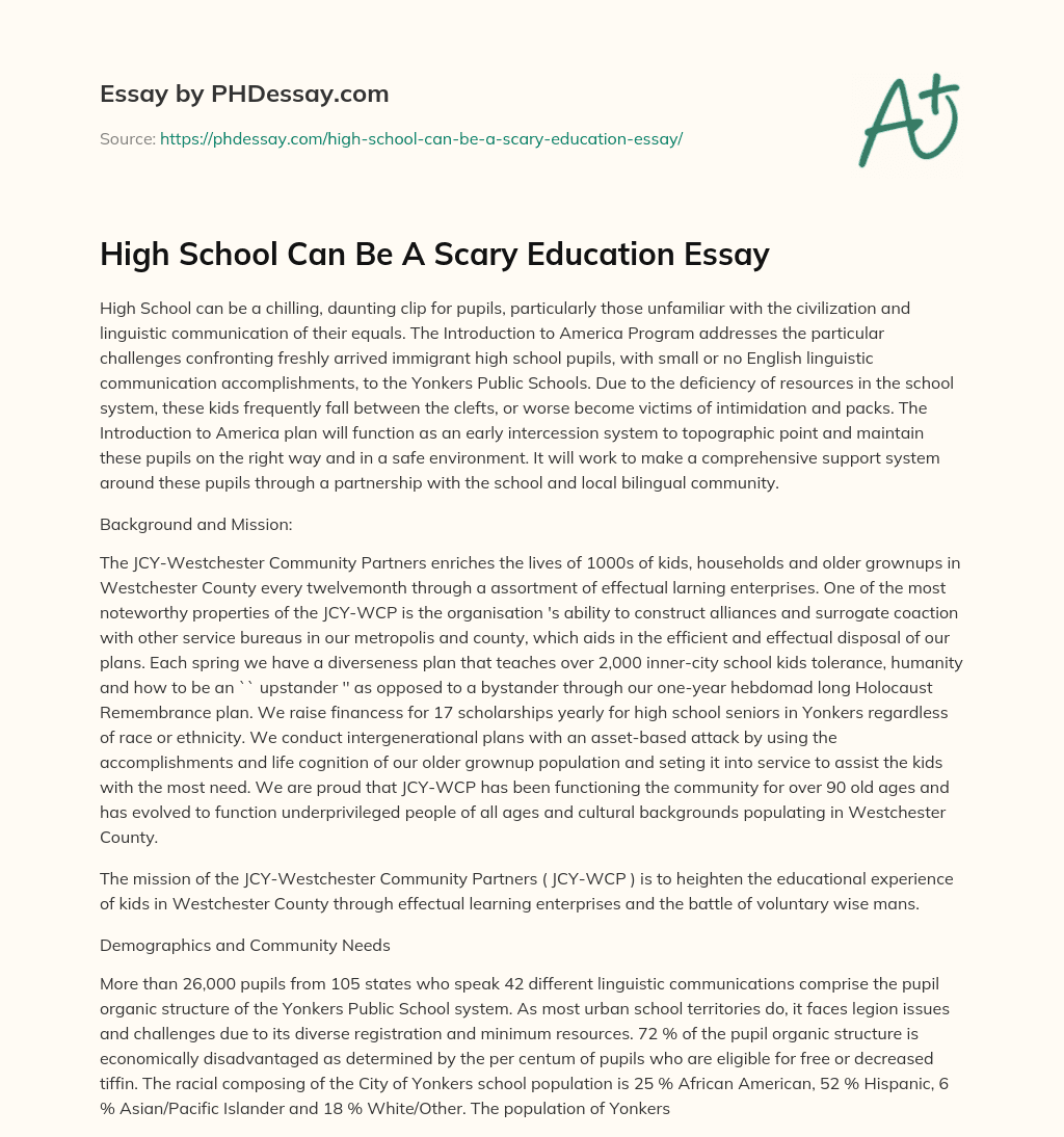 High School Can Be A Scary Education Essay essay