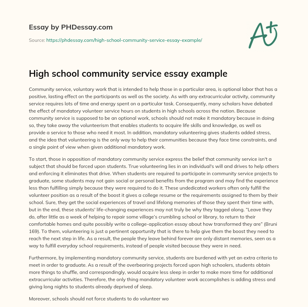 define community service essay