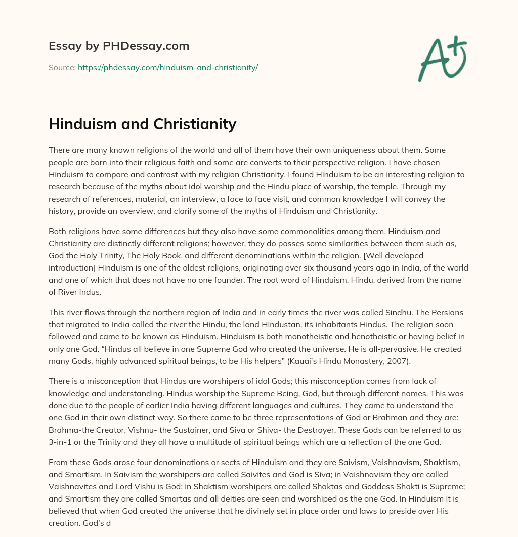 Hinduism and Christianity essay
