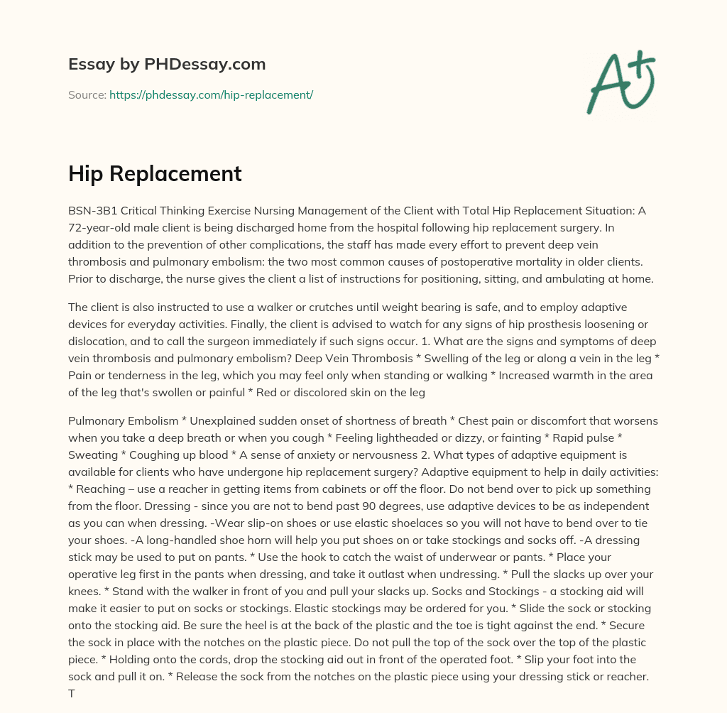 Hip Replacement essay