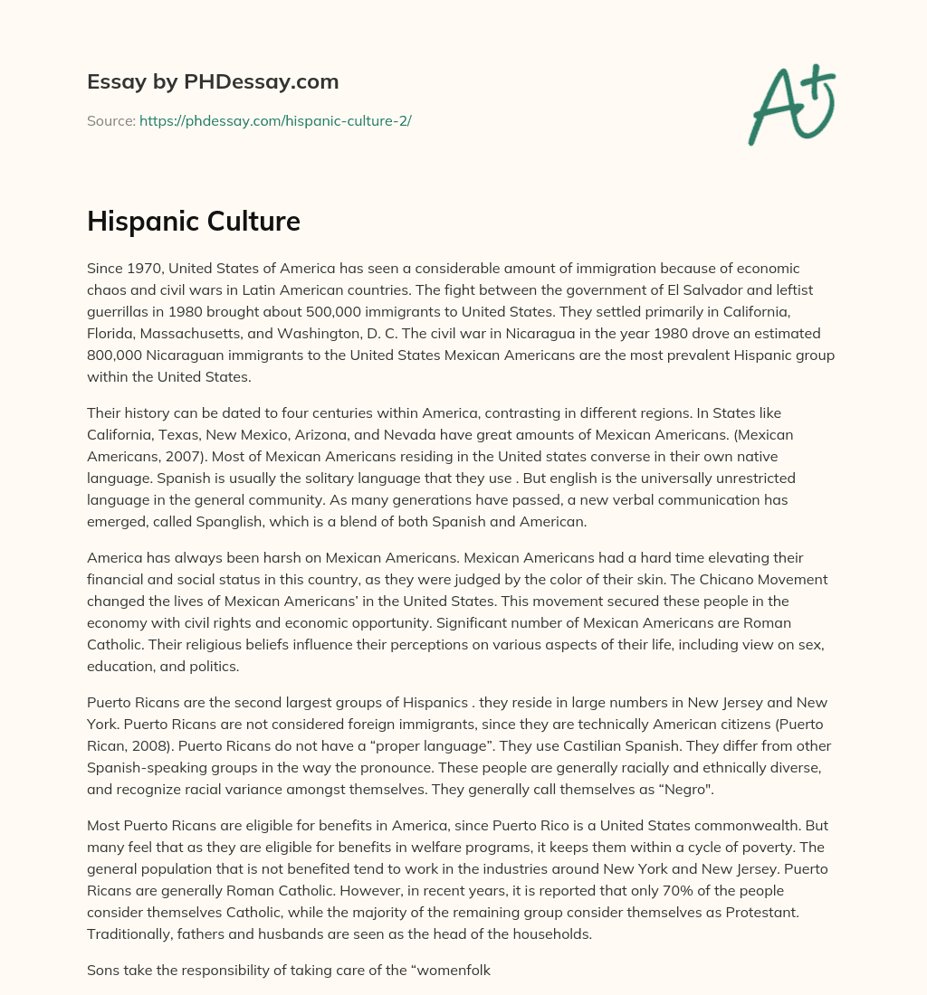 Hispanic Culture essay