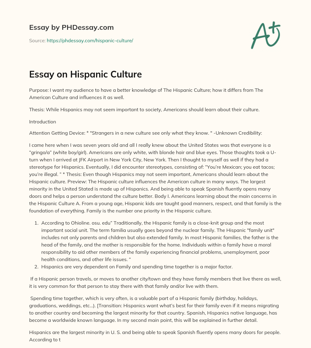 hispanic culture essay topics