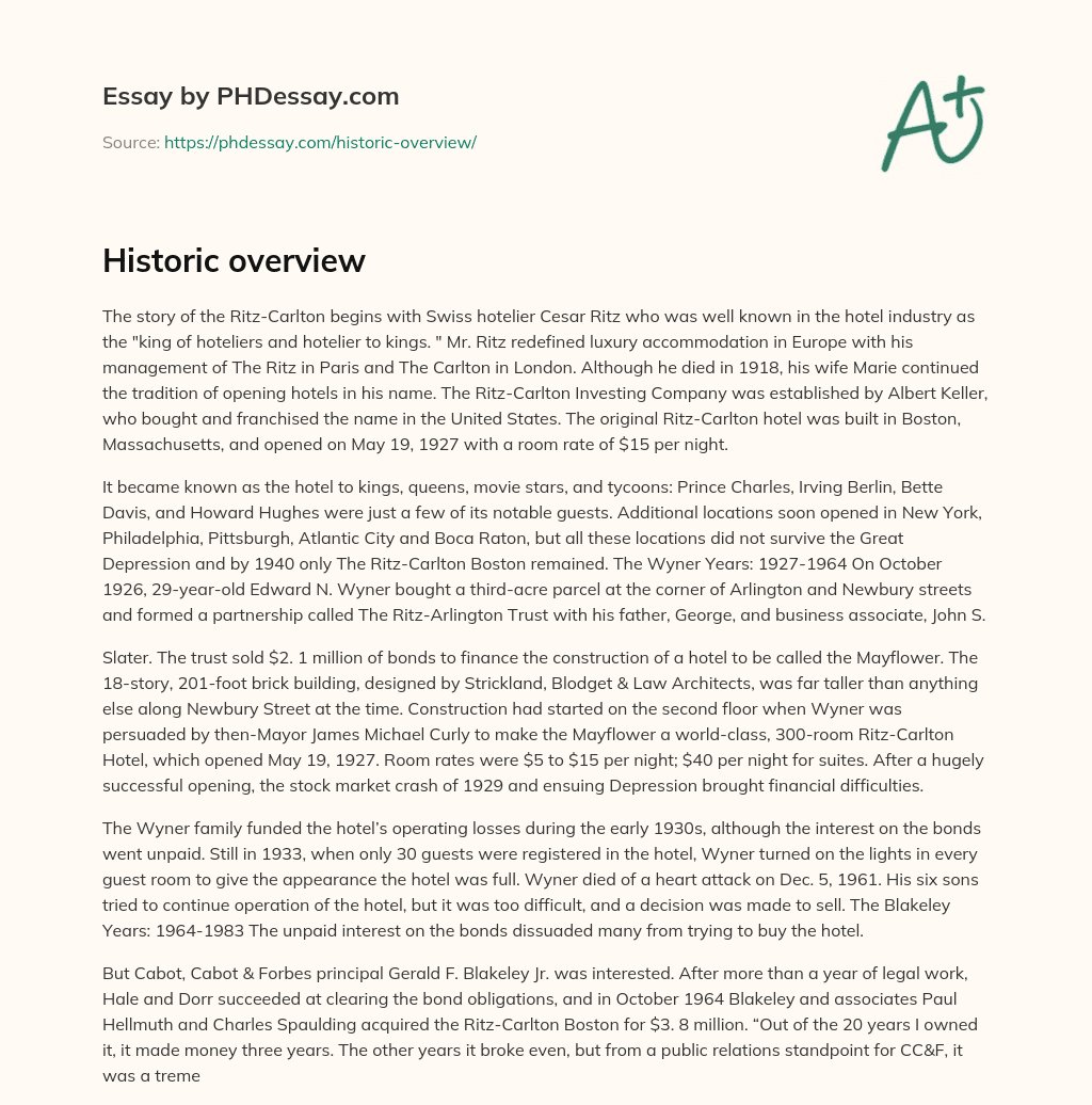 Historic overview essay