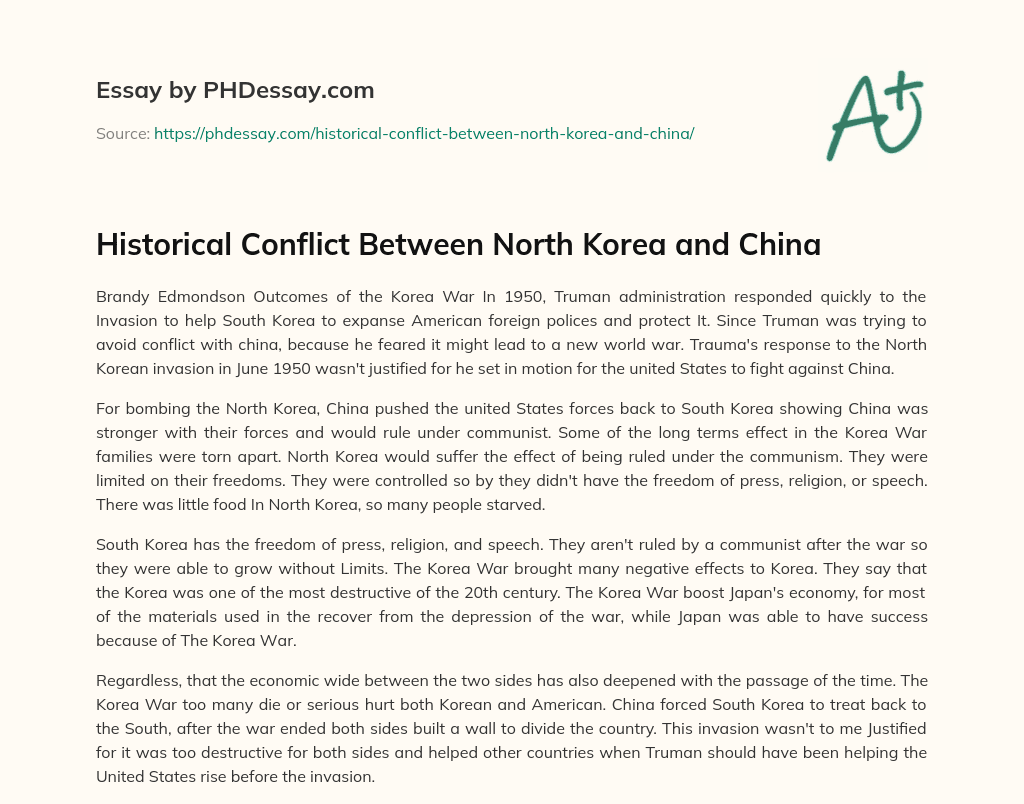 Historical Conflict Between North Korea and China essay