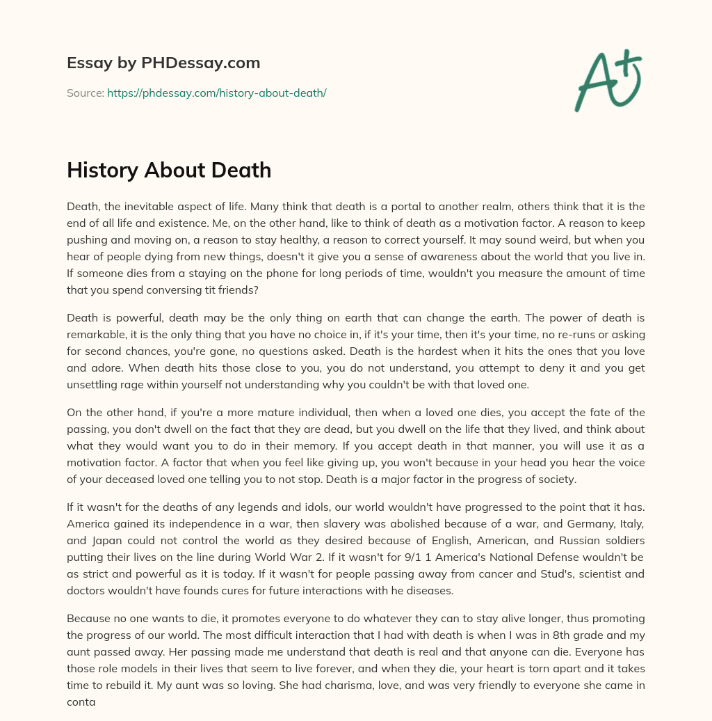 History About Death essay