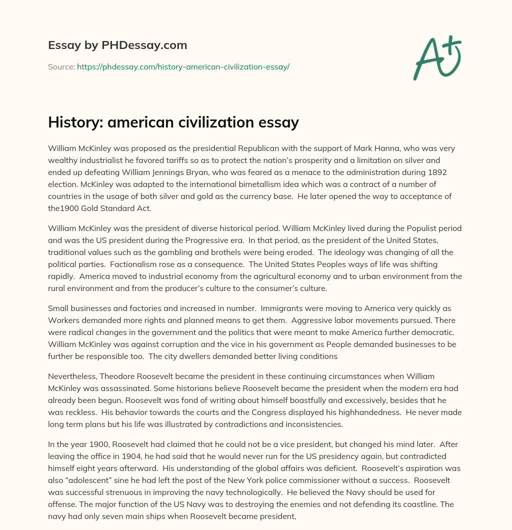 History: american civilization essay essay