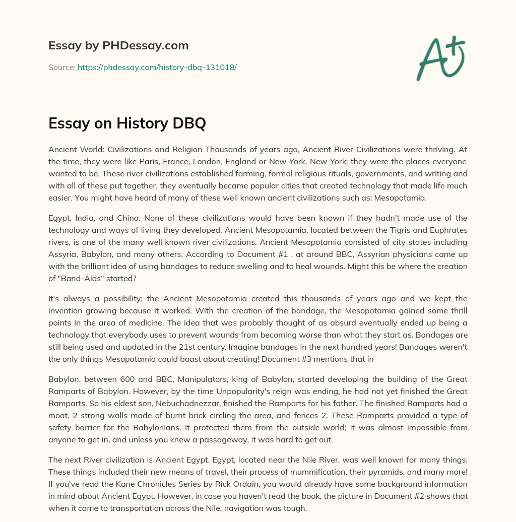 Essay on History DBQ essay