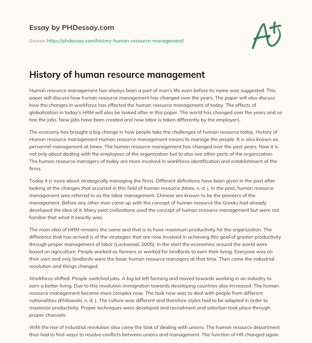 history-of-human-resource-management-phdessay