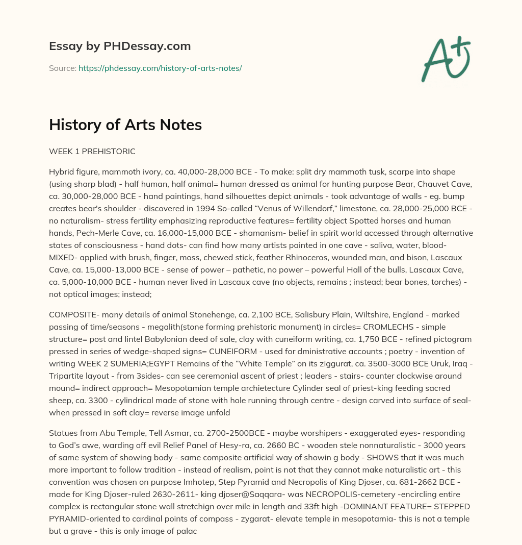 essay of history of arts