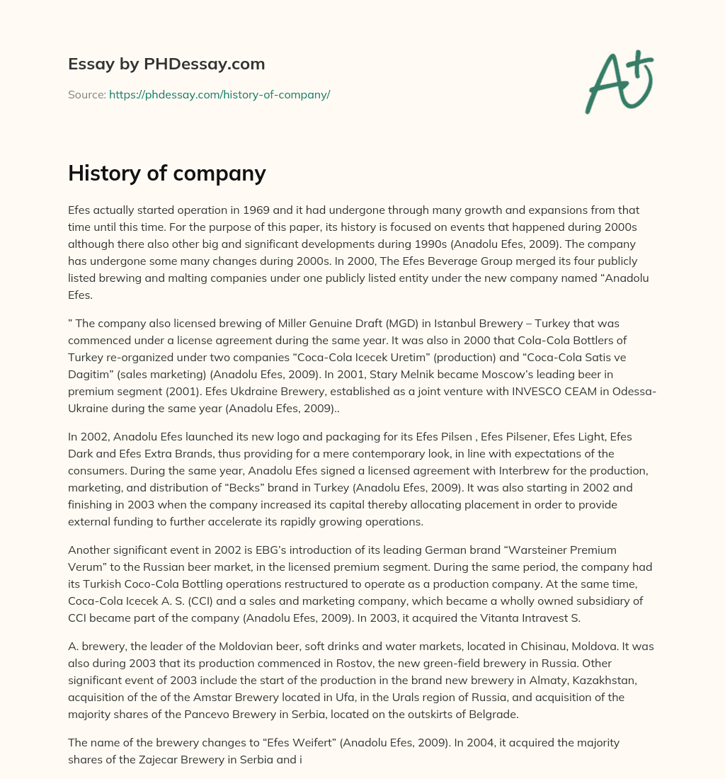 History of company essay