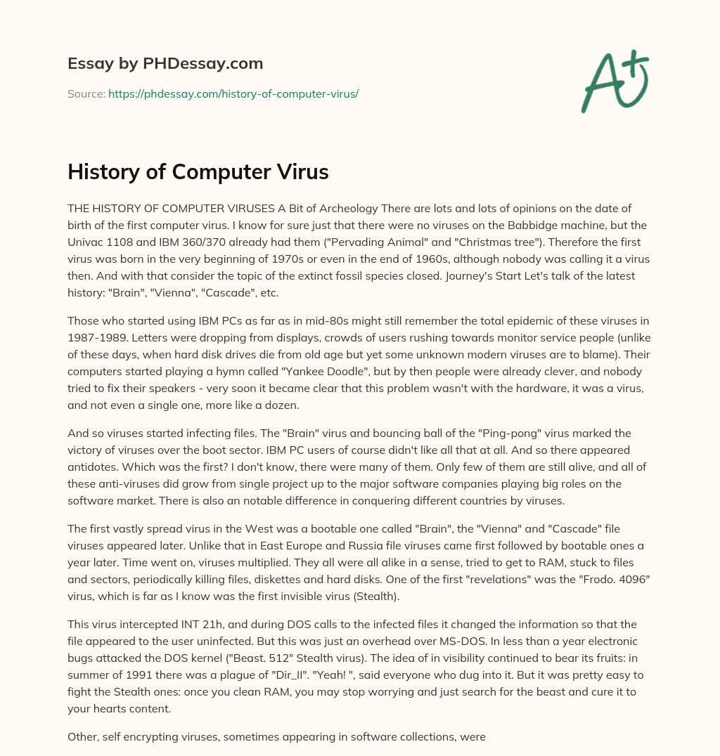brief essay on computer virus