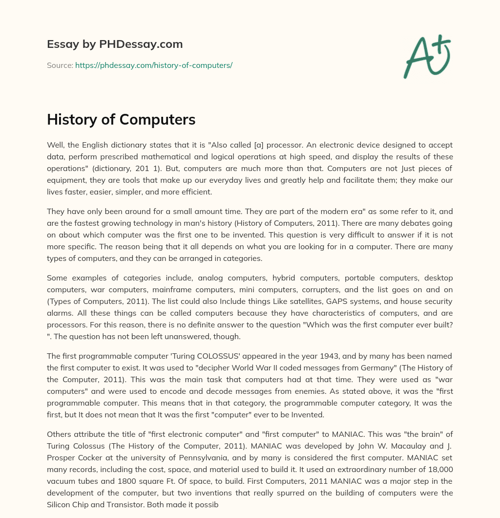 History of Computers essay