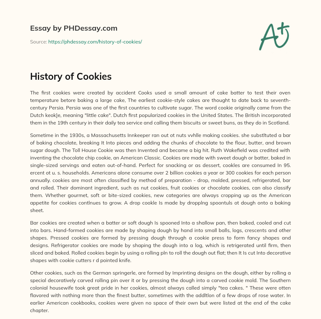 History of Cookies essay