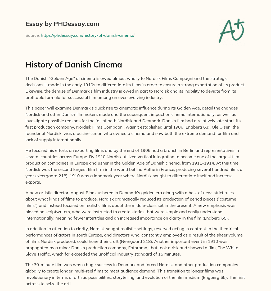 History of Danish Cinema essay