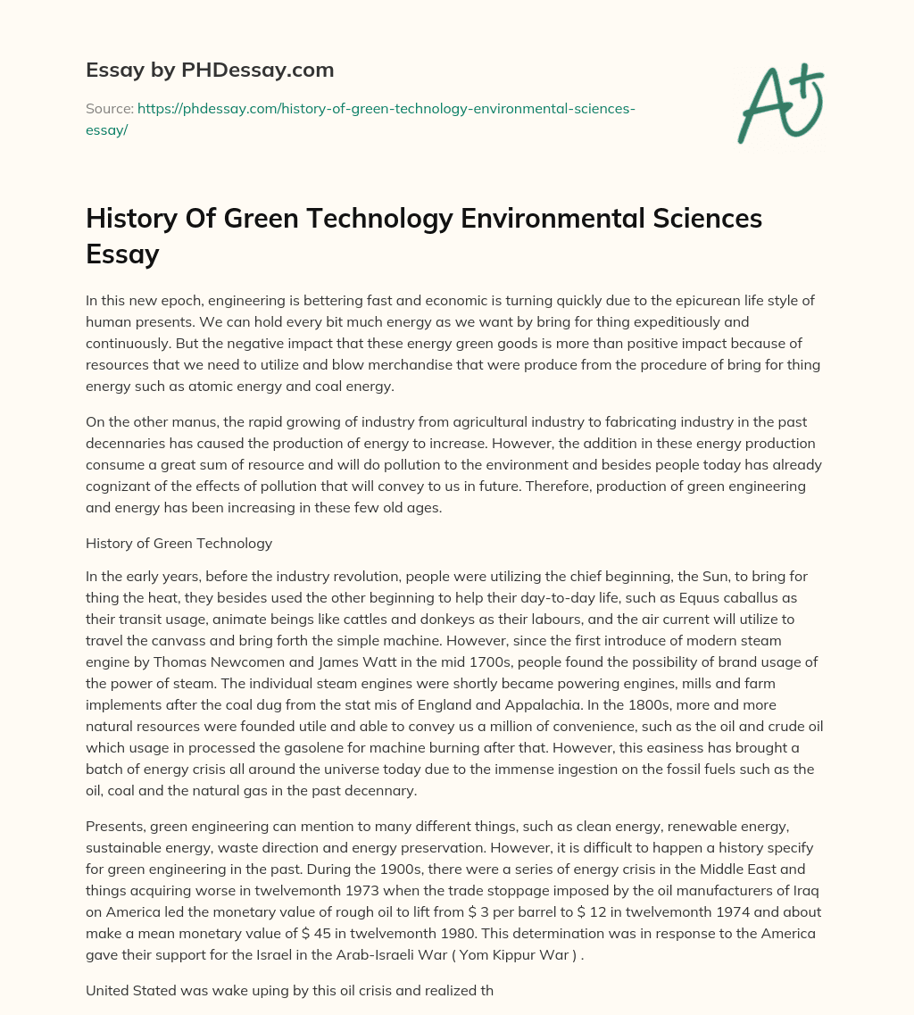 essay for green technology