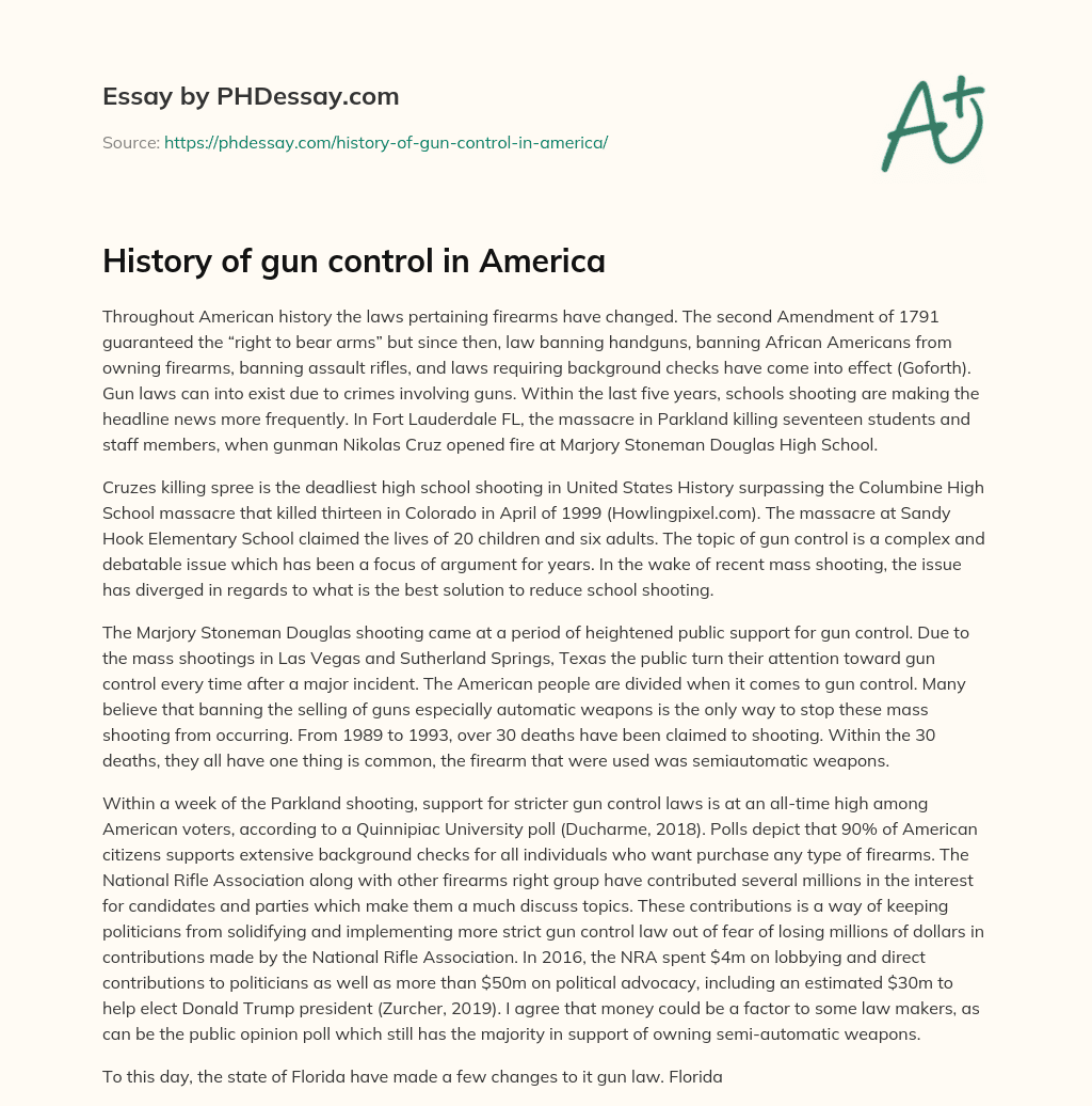 History of gun control in America