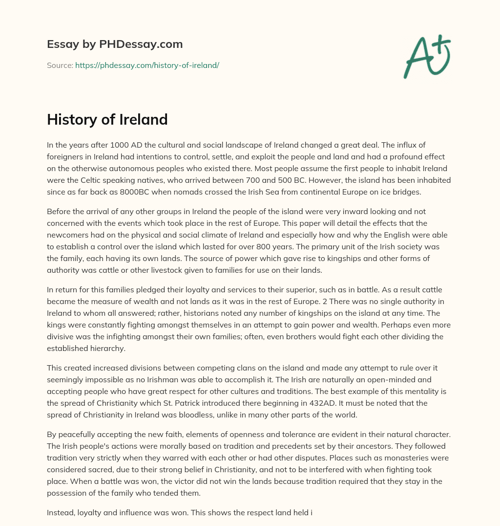 History of Ireland essay