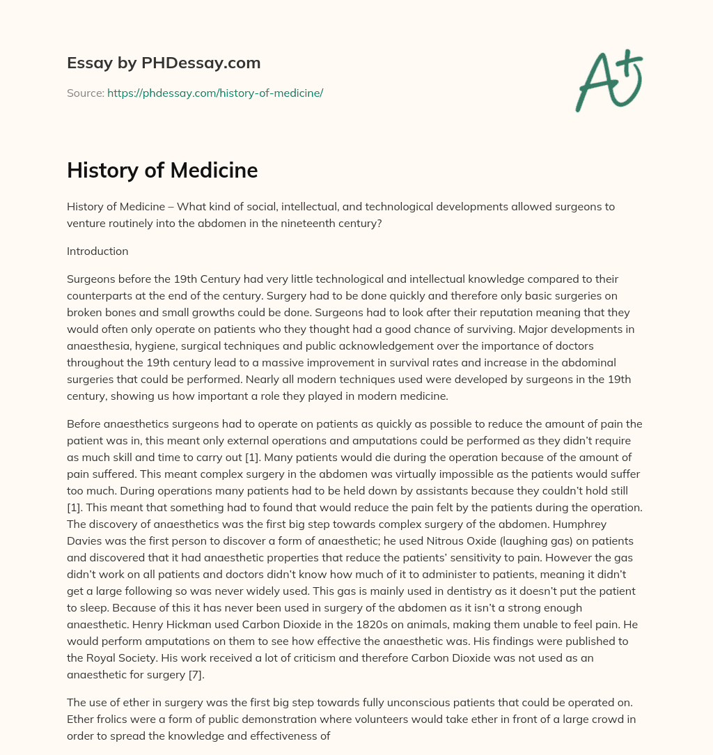 essay on history of medicine