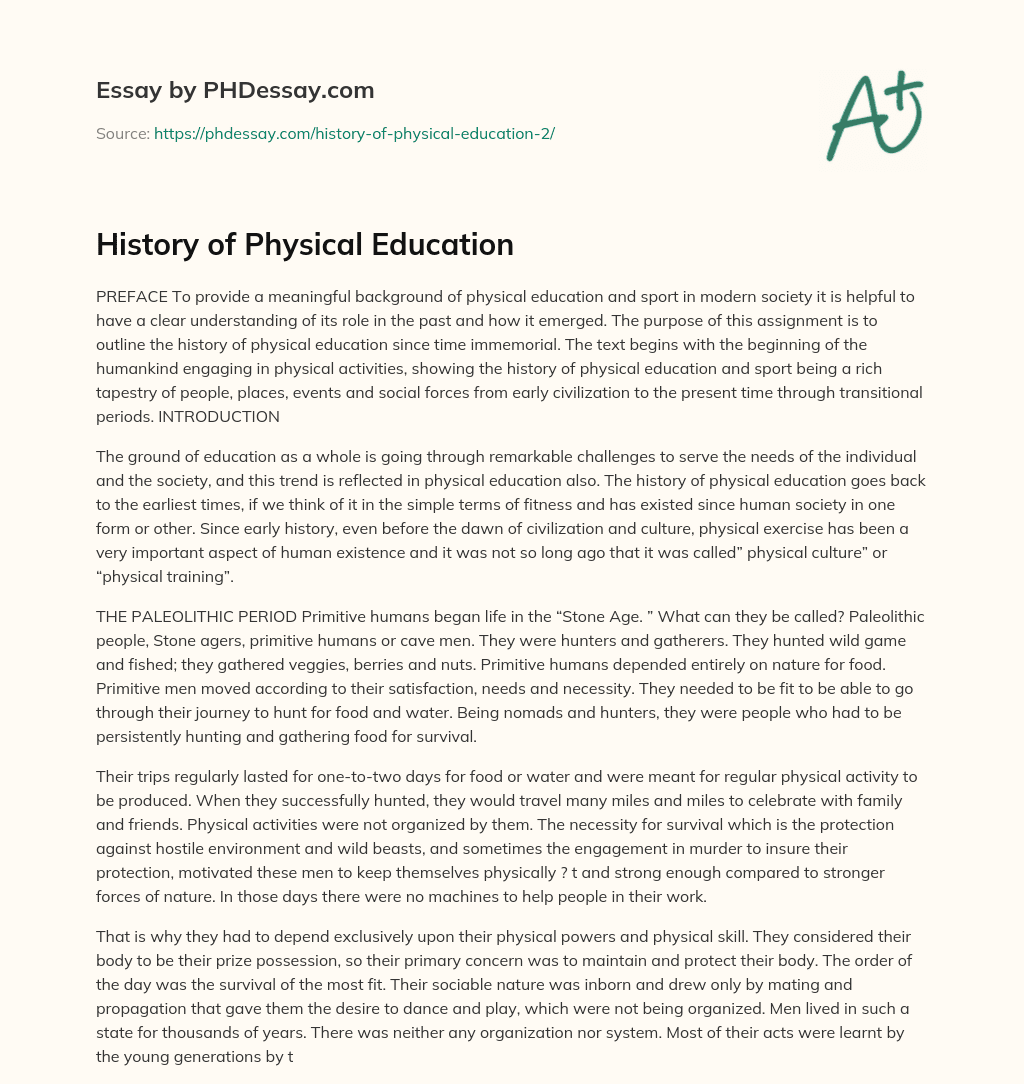 student essay about physical education